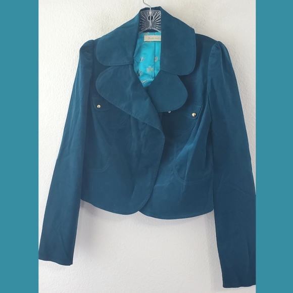 Sooki des L.A. Teal Corduroy Moto Jacket Size Large - Picture 1 of 10